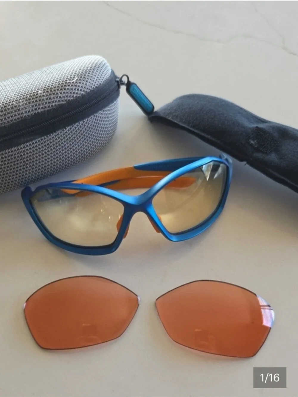 Shimano Blue Orange Sport Sunglasses with Amber Interchangeable Lenses